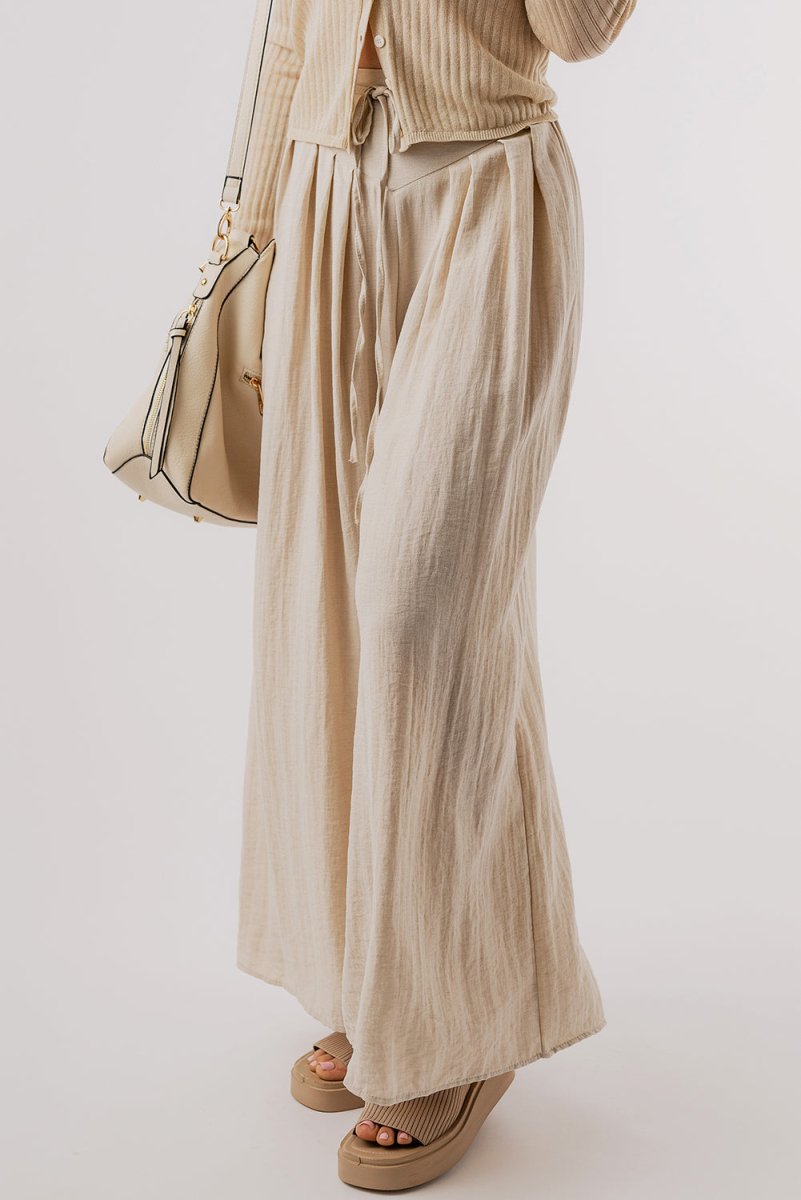 Tied Wide Leg Pants - Bottoms