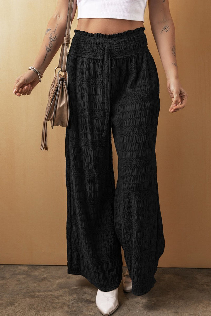 Tied Wide Leg Pants - Bottoms