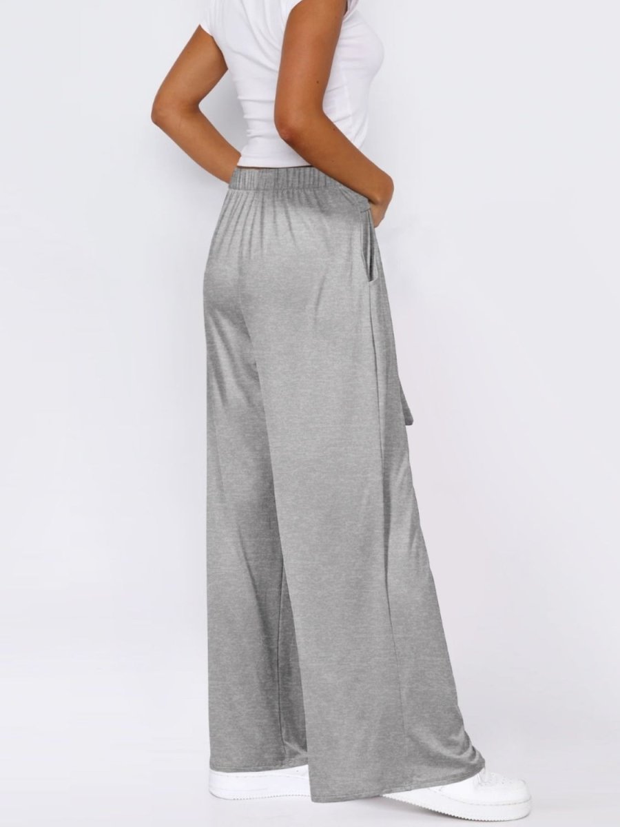 Tied Wide Leg Pants with Pockets - Bottoms
