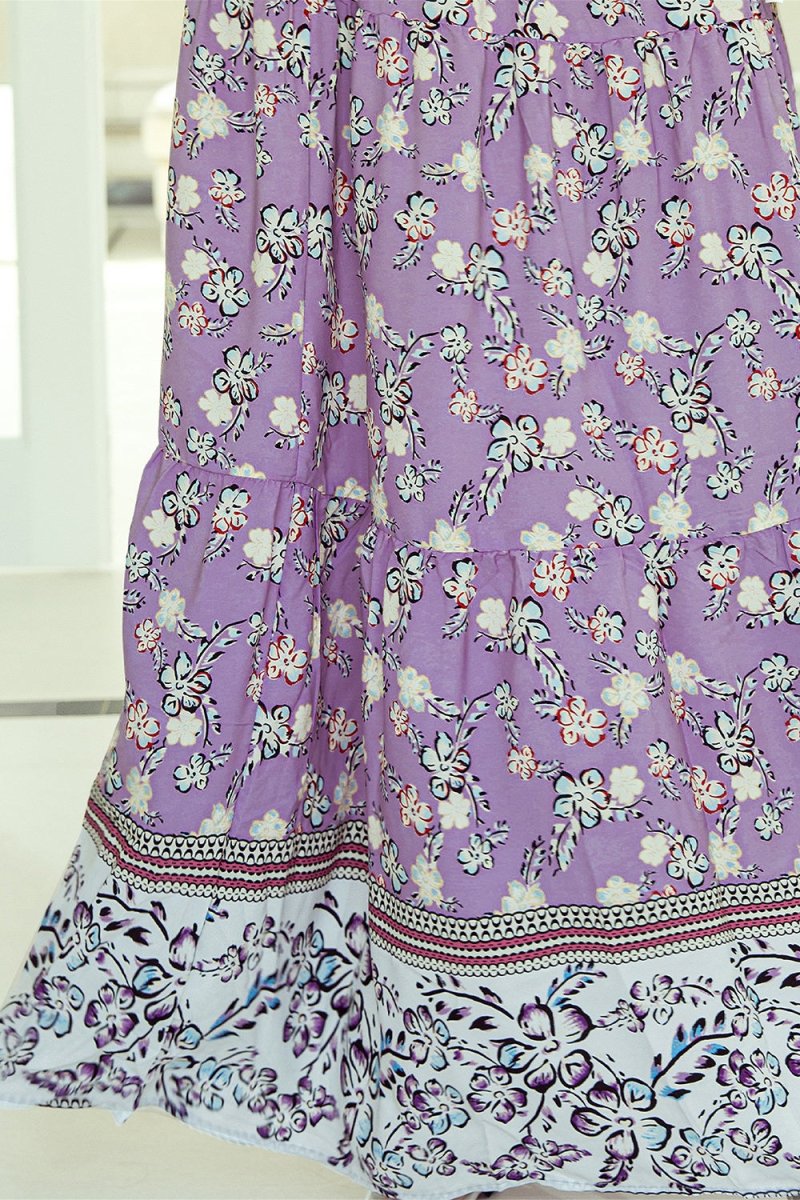 Tiered Printed Elastic Waist Skirt - Bottoms