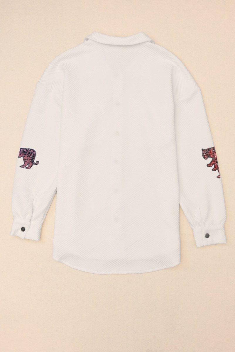 Tiger Sequin Dropped Shoulder Jacket - Outerwear