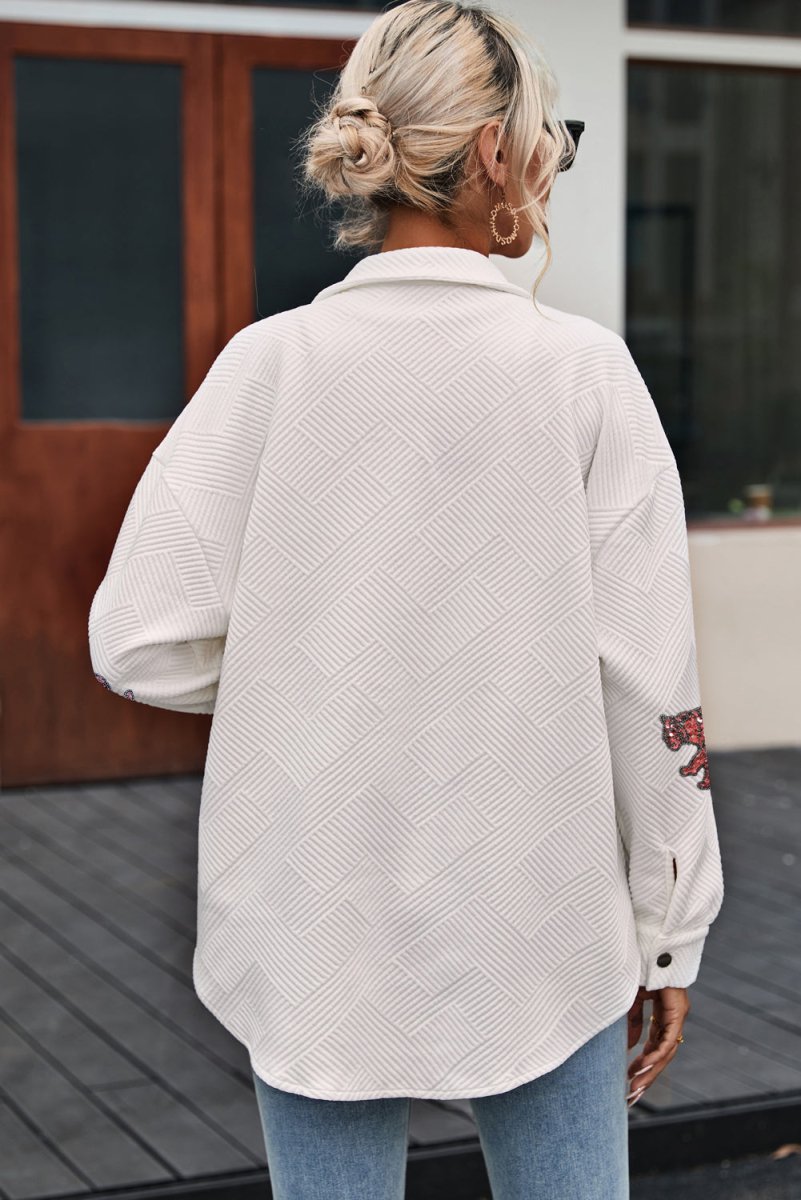 Tiger Sequin Dropped Shoulder Jacket - Outerwear