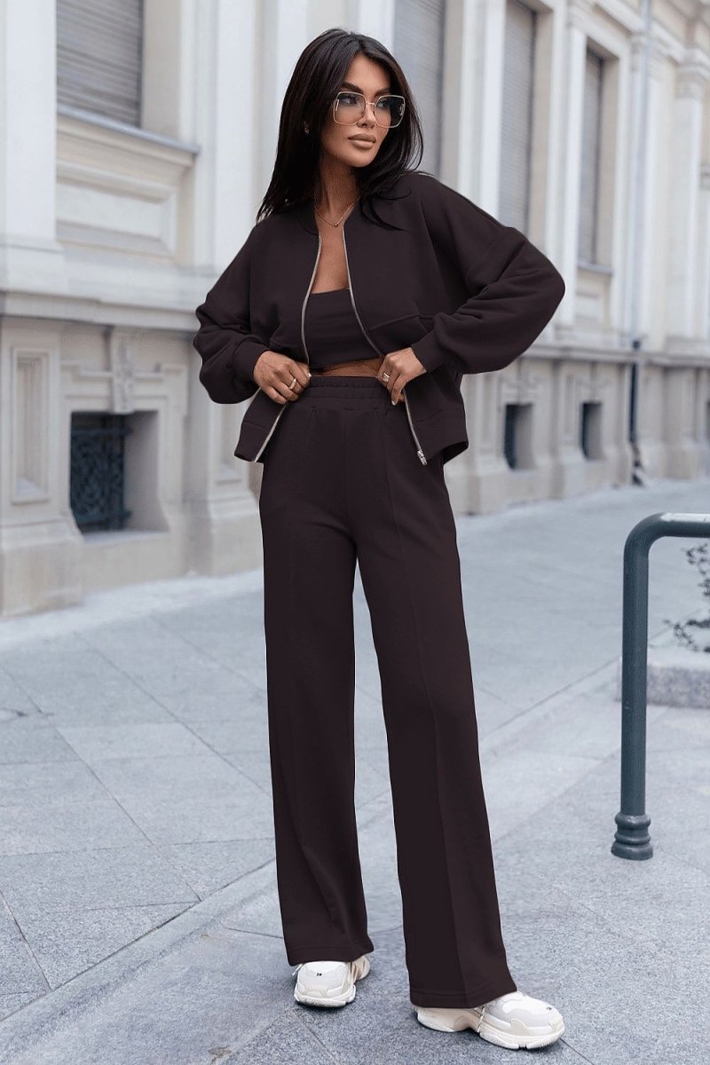 Tracksuit Set: Bomber Jacket & Wide Trousers - 