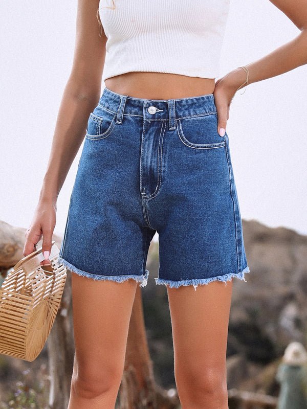 Trendy loose casual high waisted loose denim shorts - Bottoms