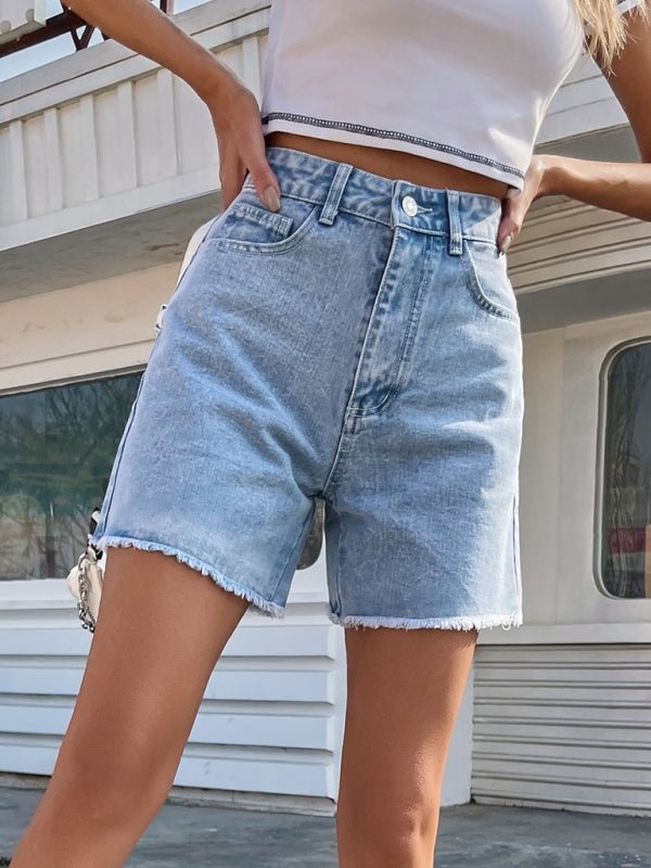 Trendy loose casual high waisted loose denim shorts - Bottoms