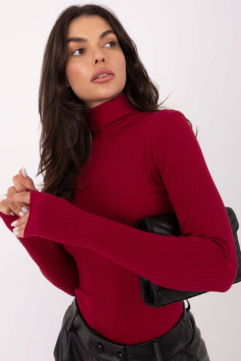 Turtleneck Cotton Ribbed Sweater - 