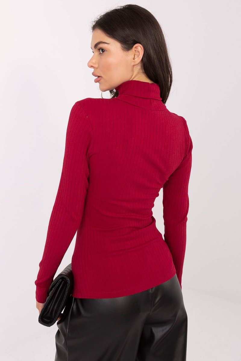 Turtleneck Cotton Ribbed Sweater - 