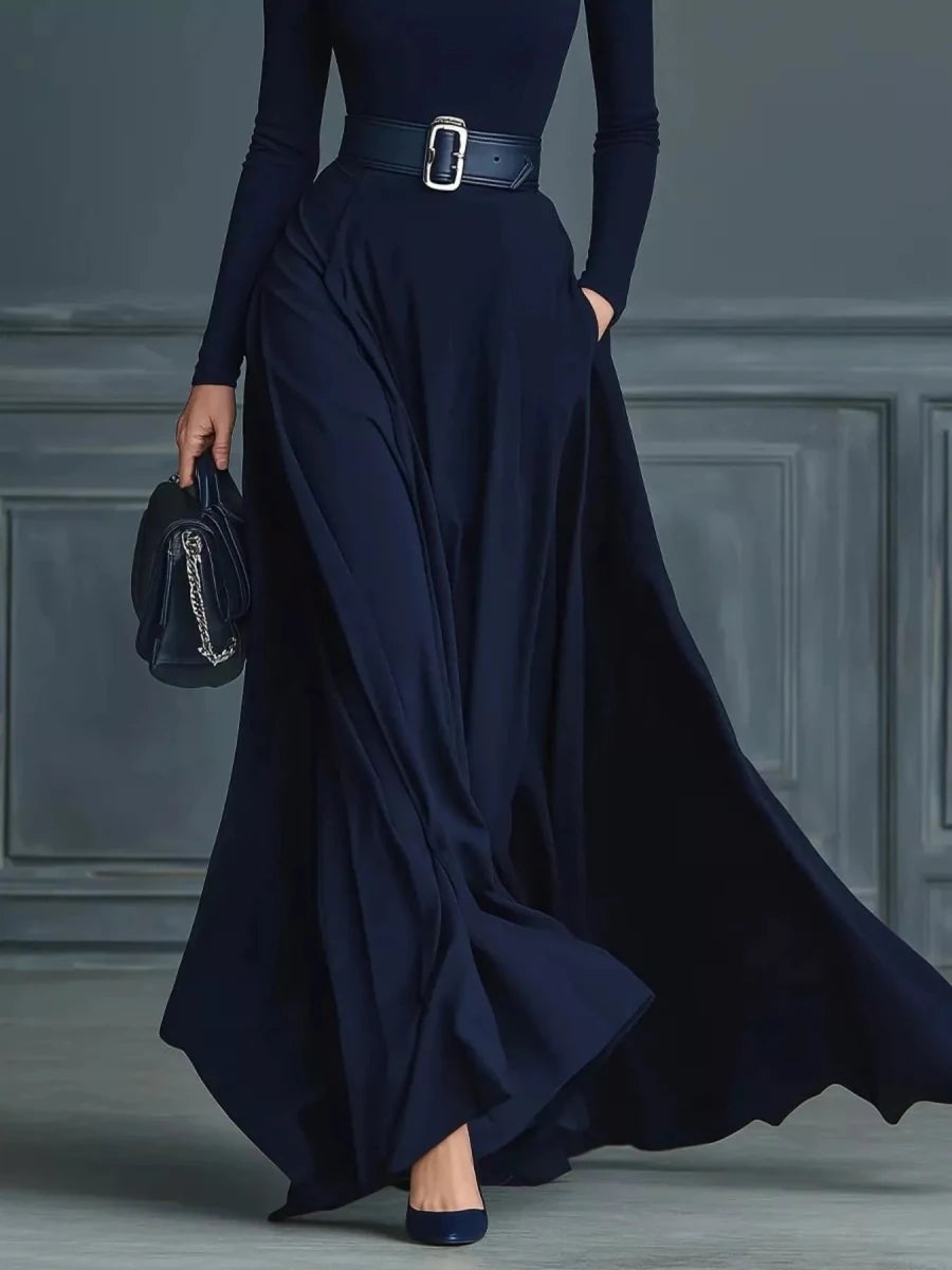 Turtleneck Long Sleeve Maxi Dress - 