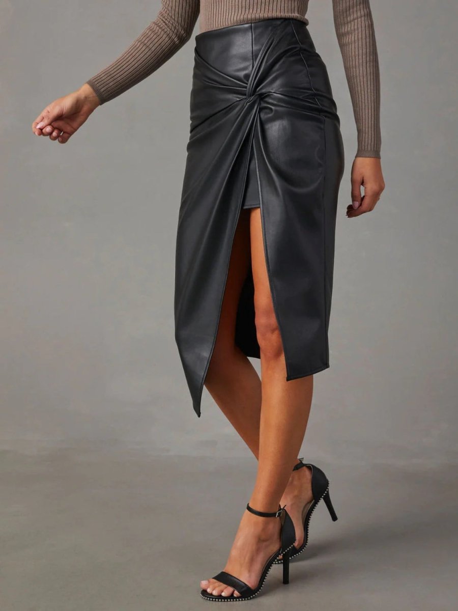 Twist Detail High Waist Skirt - Bottoms