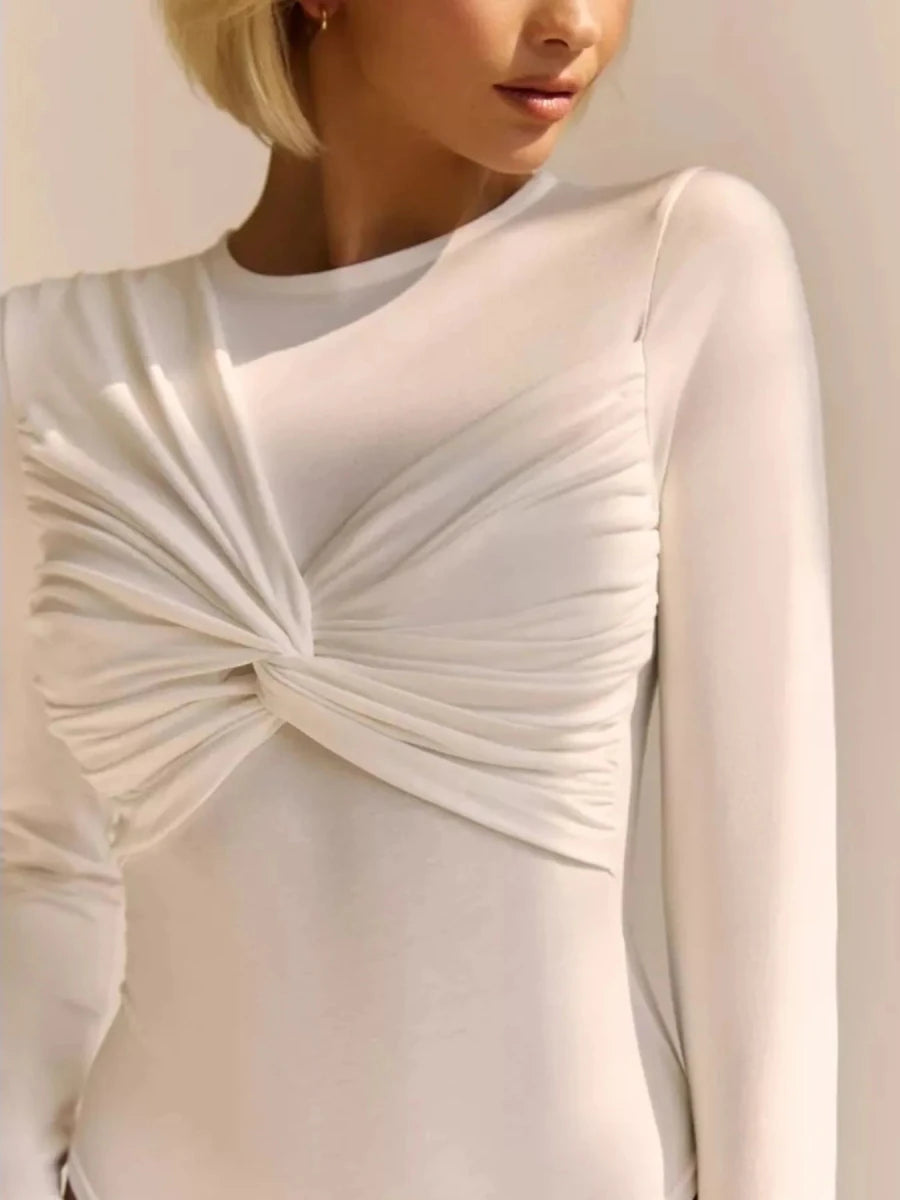 Twist Front Long Sleeve Bodysuit - 