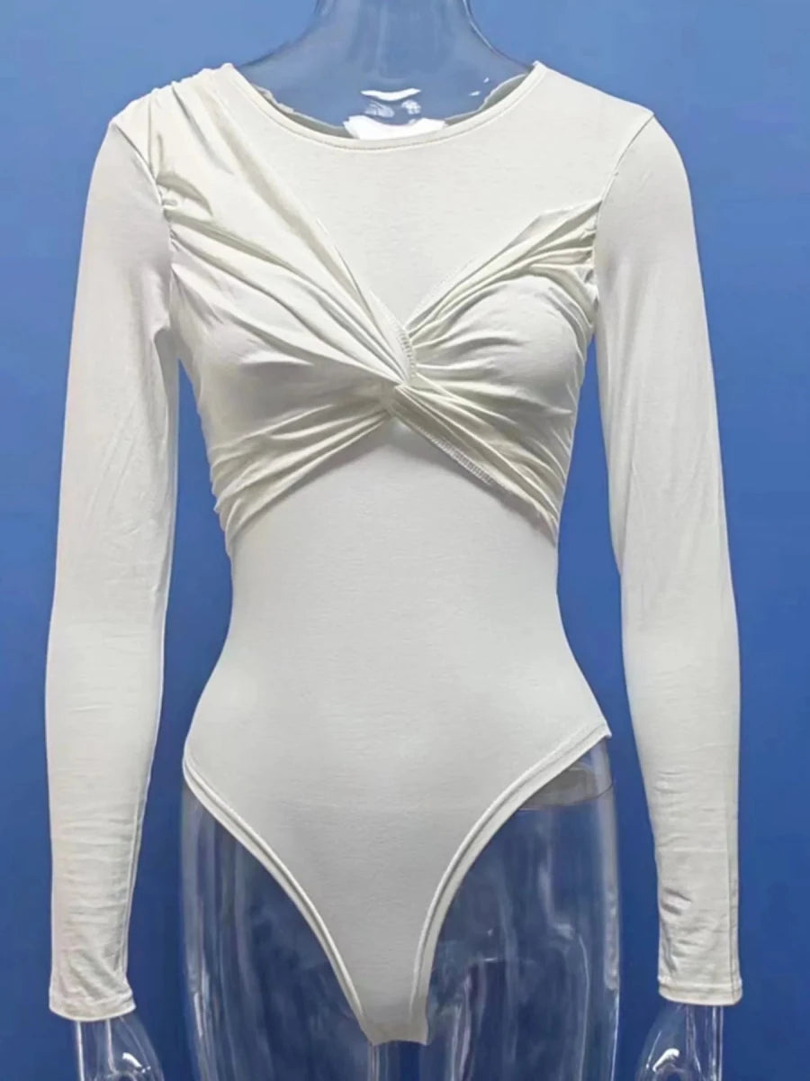 Twist Front Long Sleeve Bodysuit - 
