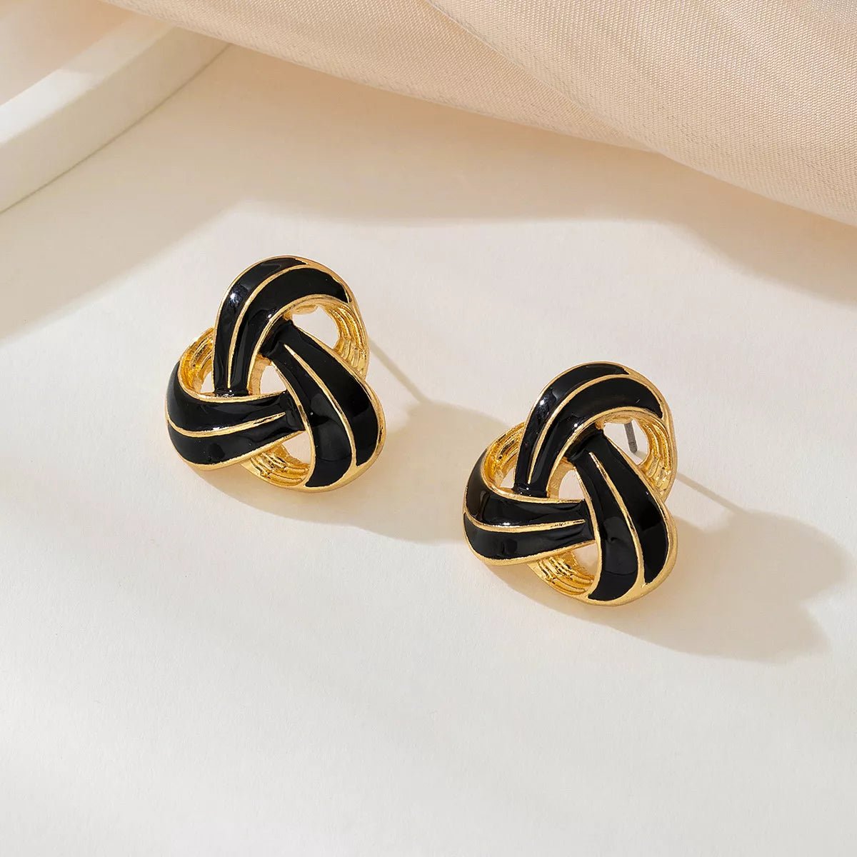 Twisted Knot Geometric Stud Earrings - 