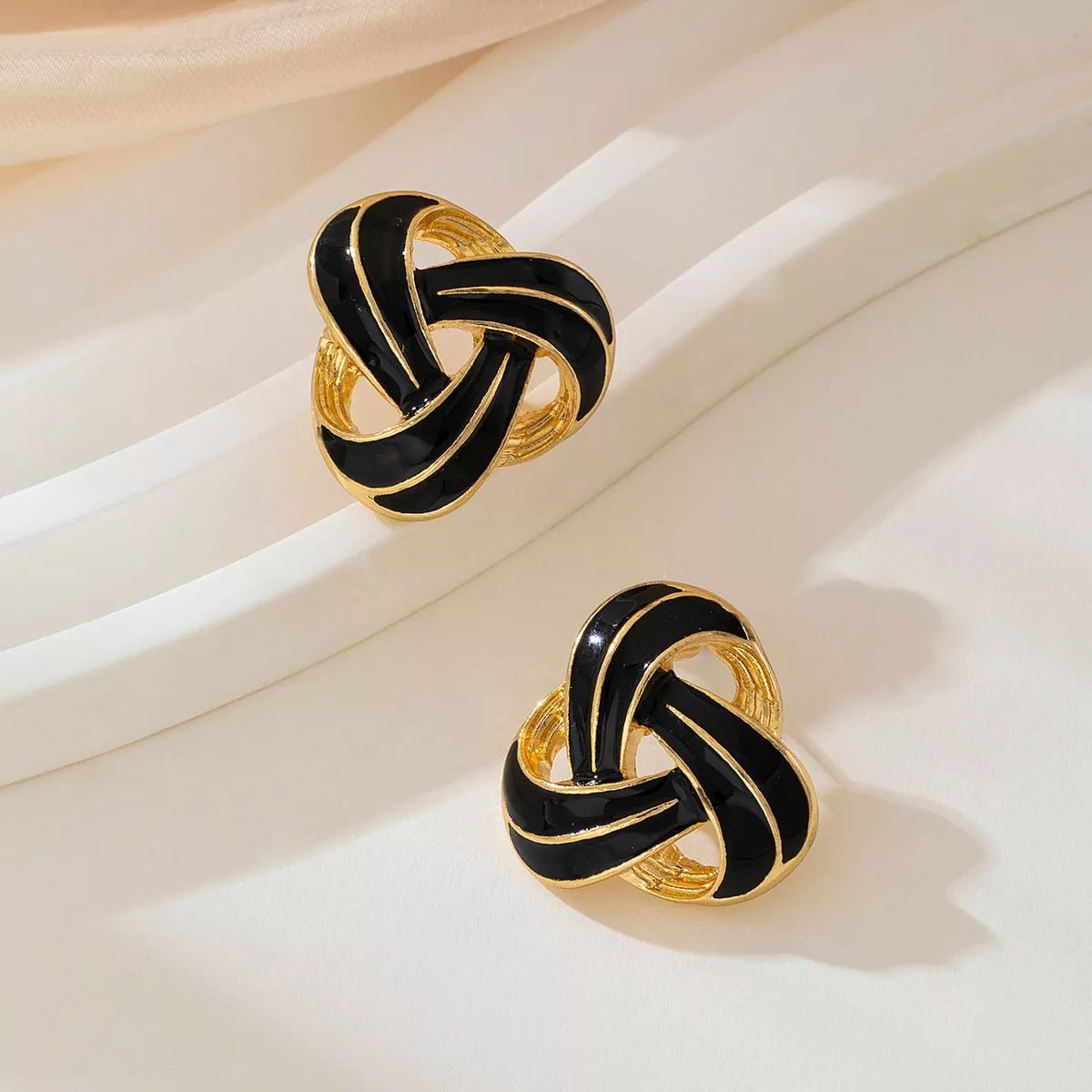 Twisted Knot Geometric Stud Earrings - 