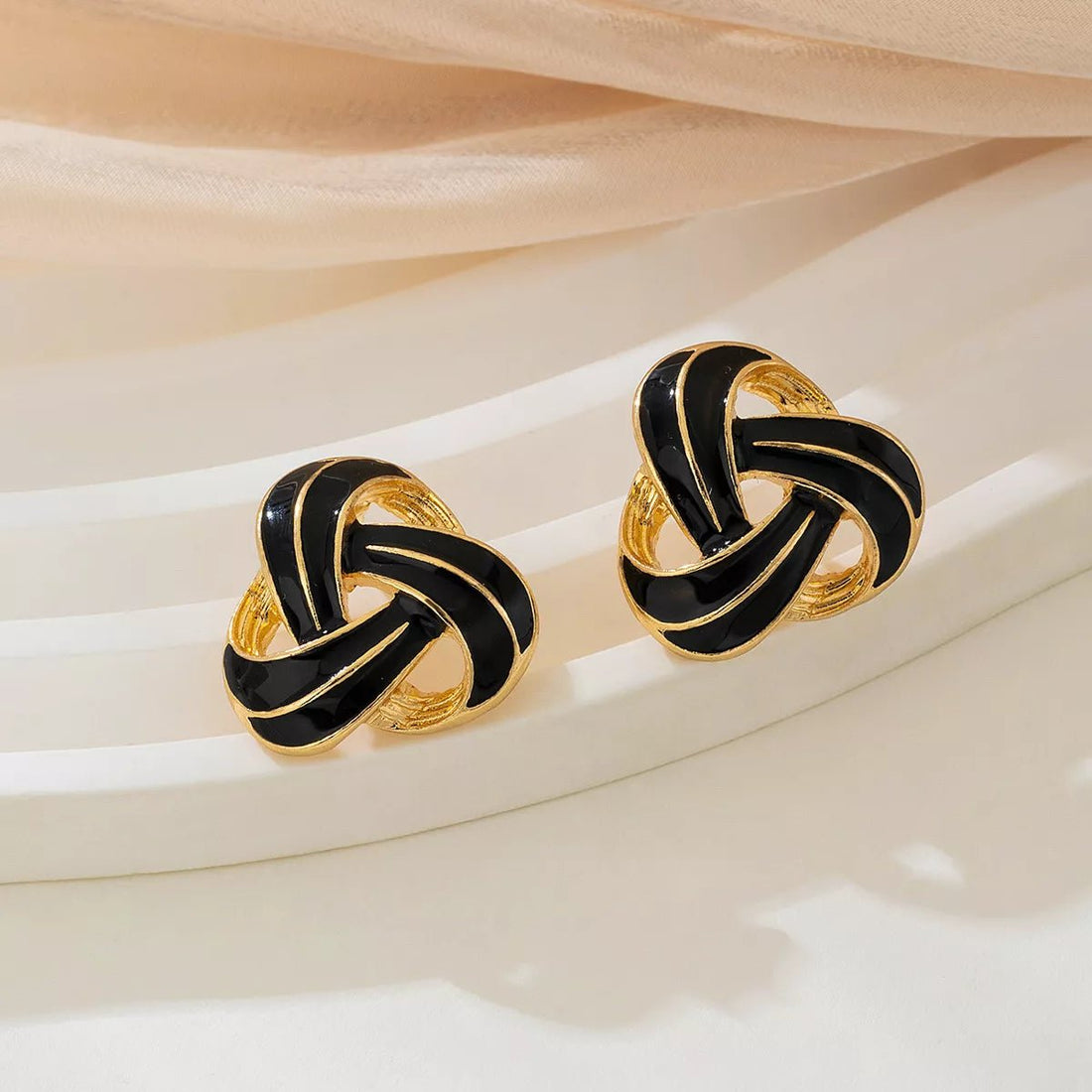 Twisted Knot Geometric Stud Earrings - 