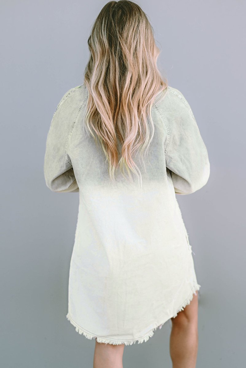 Two - Tone Raw Hem Denim Dress - Denim Dress