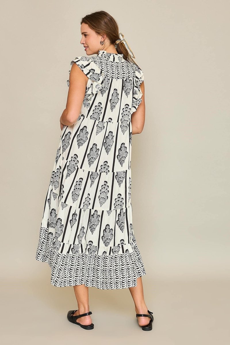 Umgee Full Size Boarder Print Midi Dress Plus Size - New Arrivals
