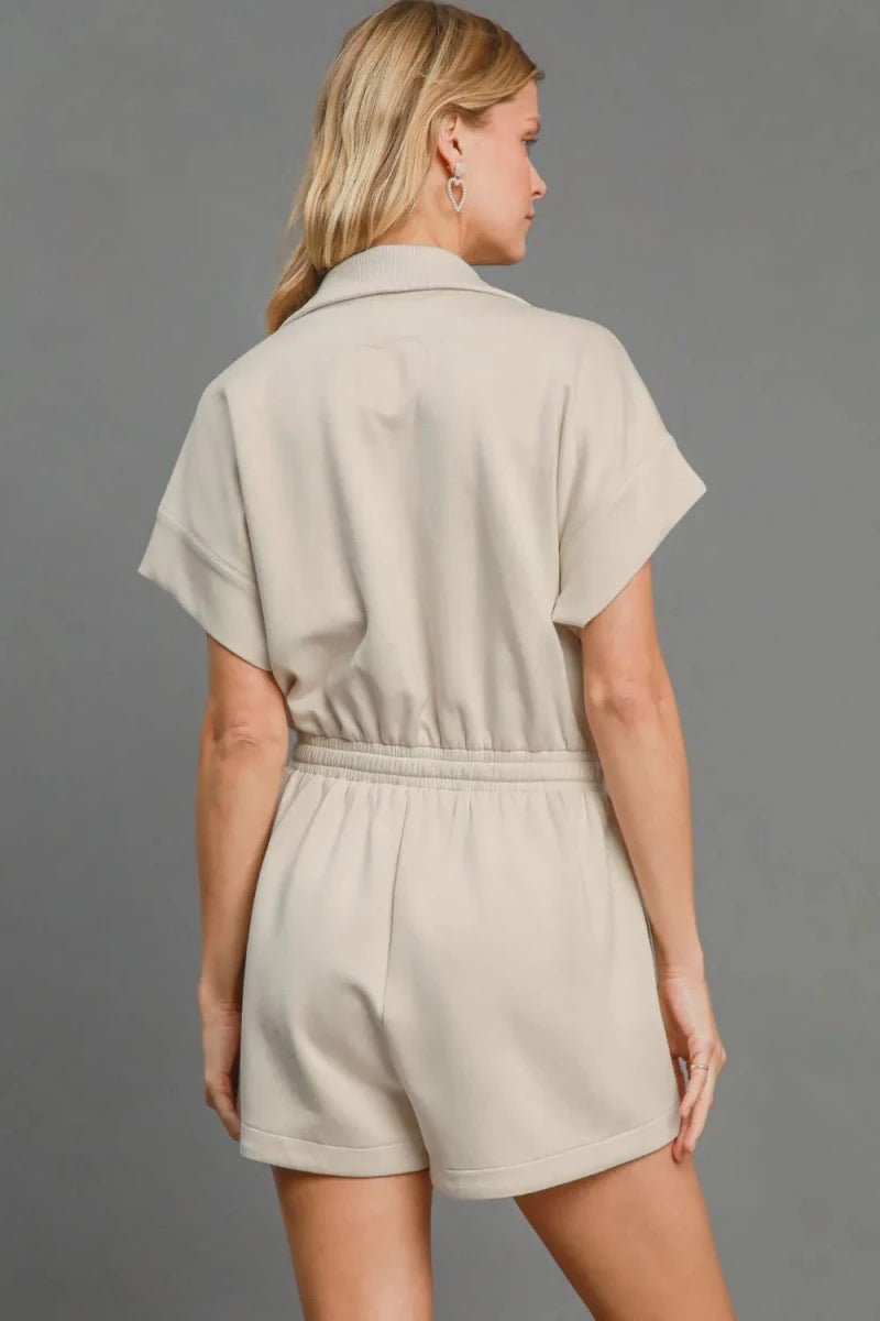 Umgee Full Size Half Sleeve Dolman Sleeved Romper Plus Size - 