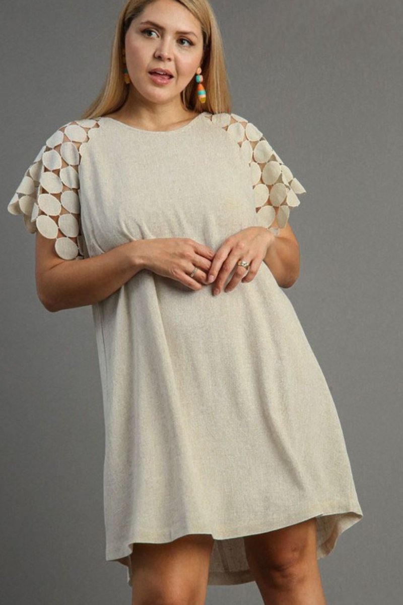 Umgee Full Size Round Neck Mini Dress Plus Size - New Arrivals