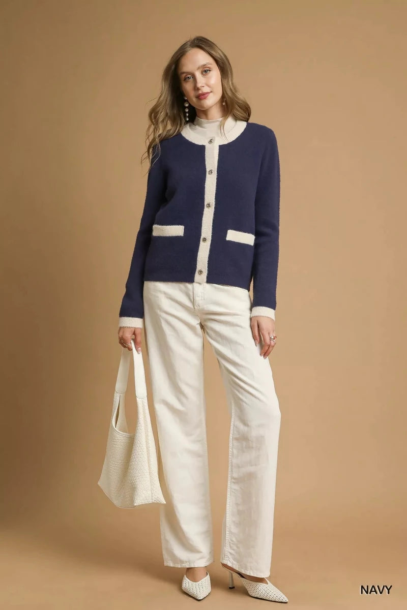 Umgee Two - Tone Button Front Cardigan - 