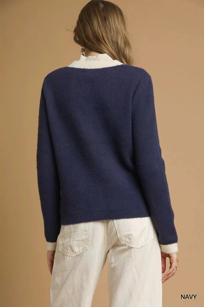 Umgee Two - Tone Button Front Cardigan - 