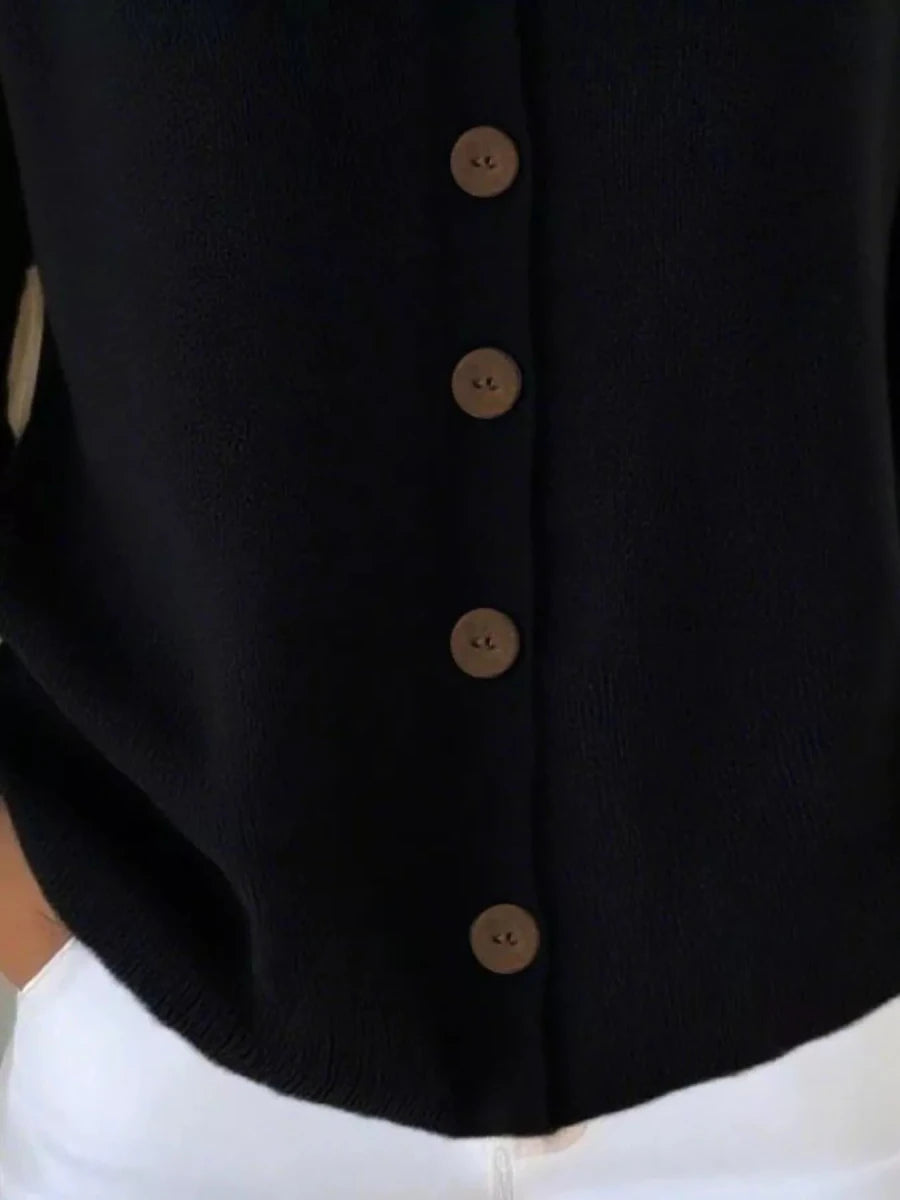 V - Neck Button - Down Knit Cardigan - 
