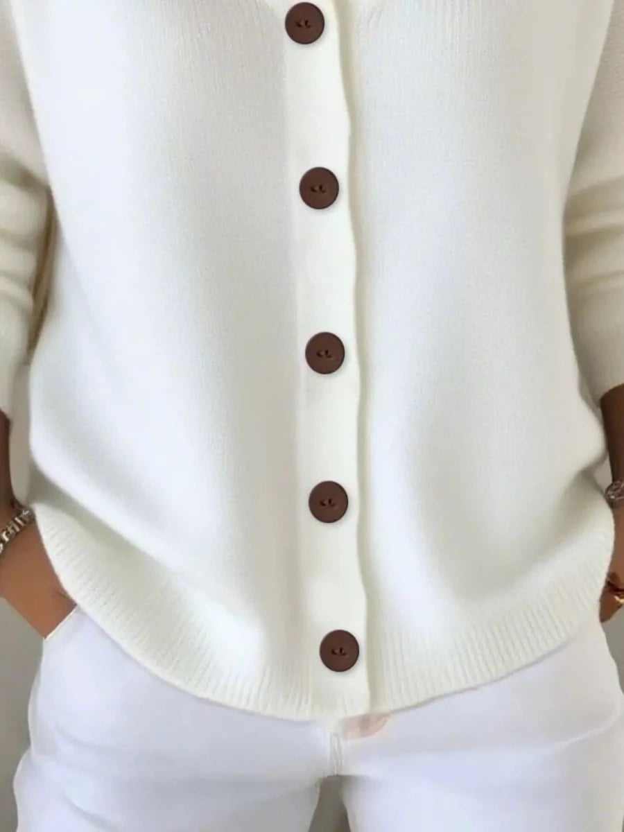V - Neck Button - Down Knit Cardigan - 