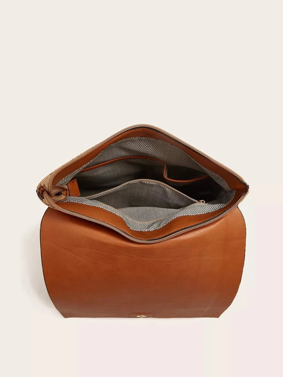 Vintage Bark Print Flap Backpack - 
