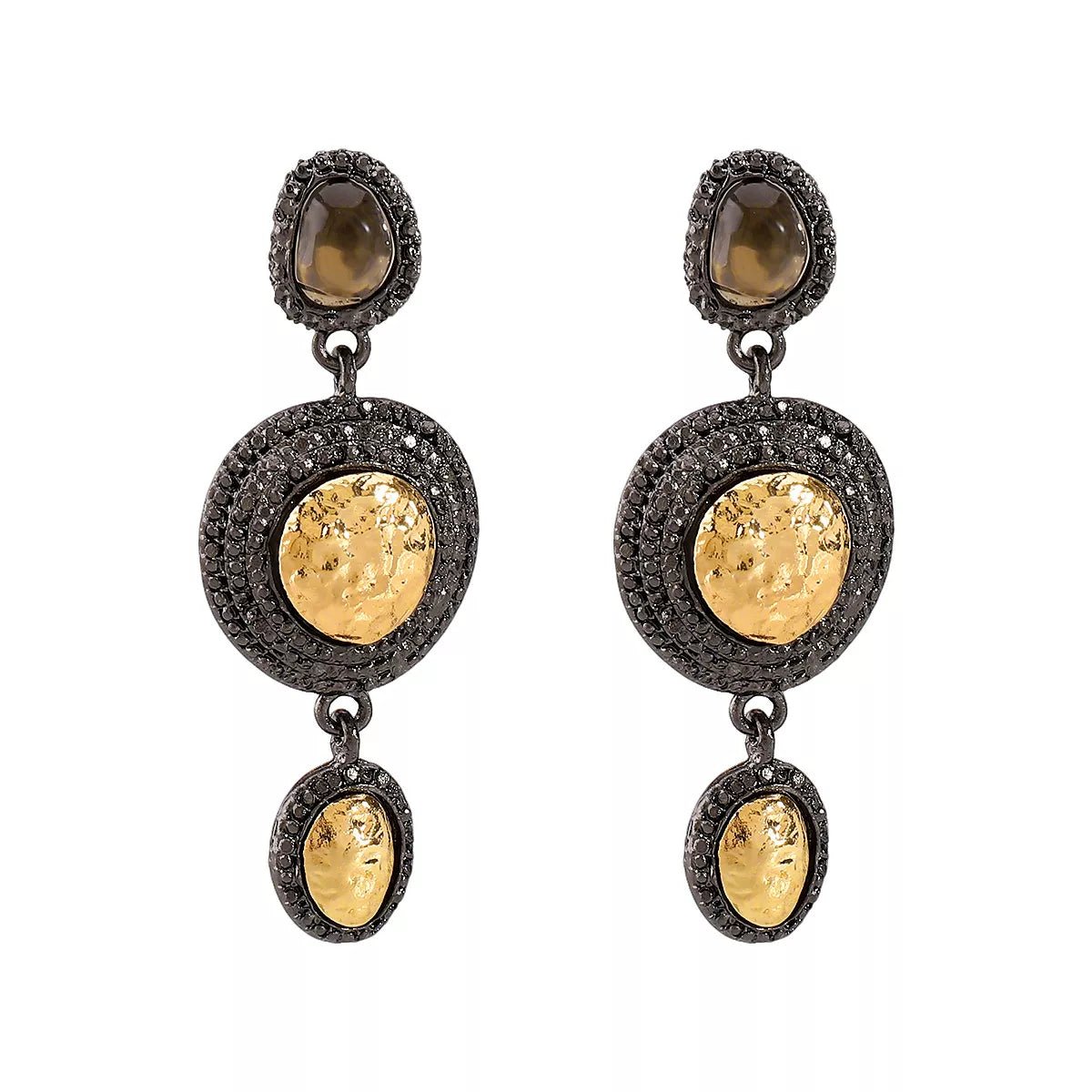 Vintage - Inspired Dangle Earrings with Gold Accents - 