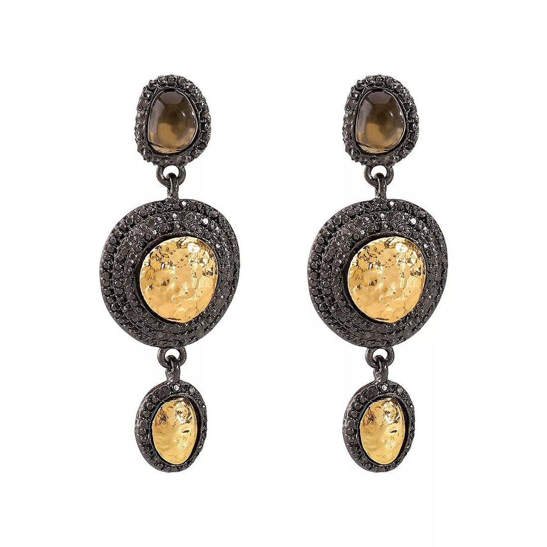 Vintage - Inspired Dangle Earrings with Gold Accents - 