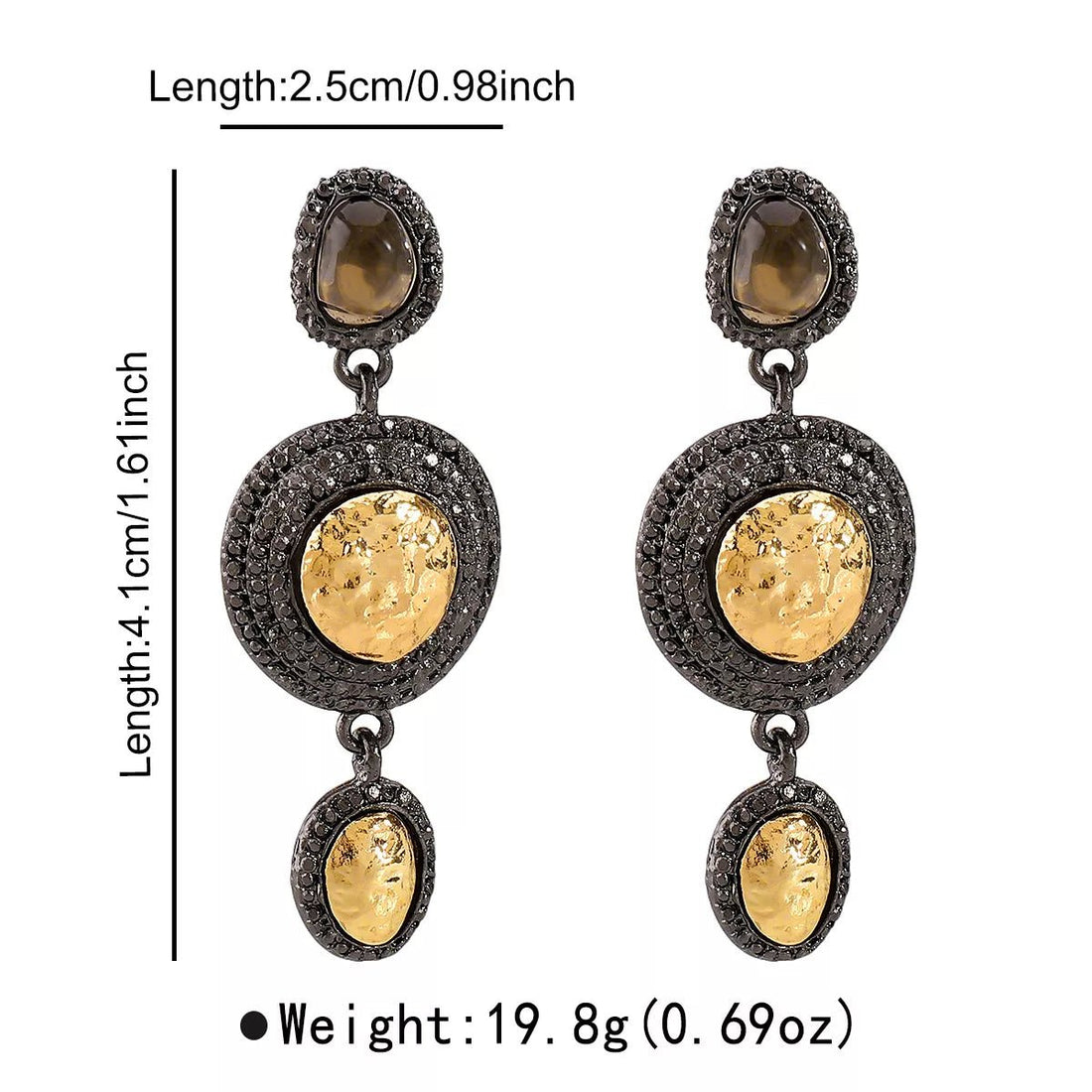 Vintage - Inspired Dangle Earrings with Gold Accents - 