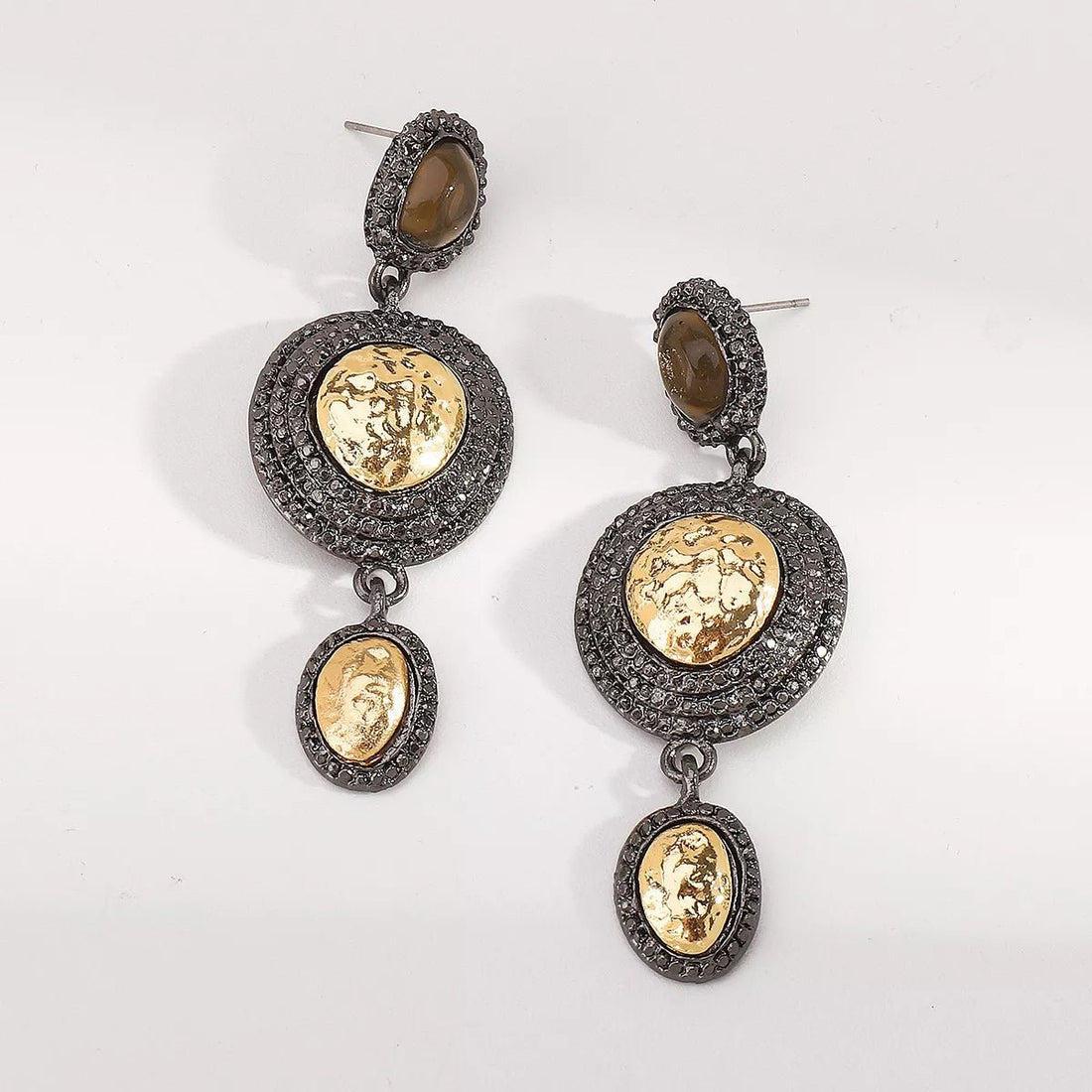 Vintage - Inspired Dangle Earrings with Gold Accents - 