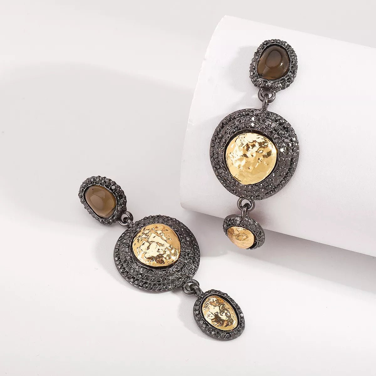 Vintage - Inspired Dangle Earrings with Gold Accents - 
