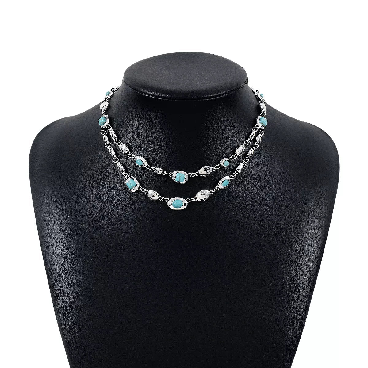 Vintage Multi - Gemstone Double Layered Necklace - 
