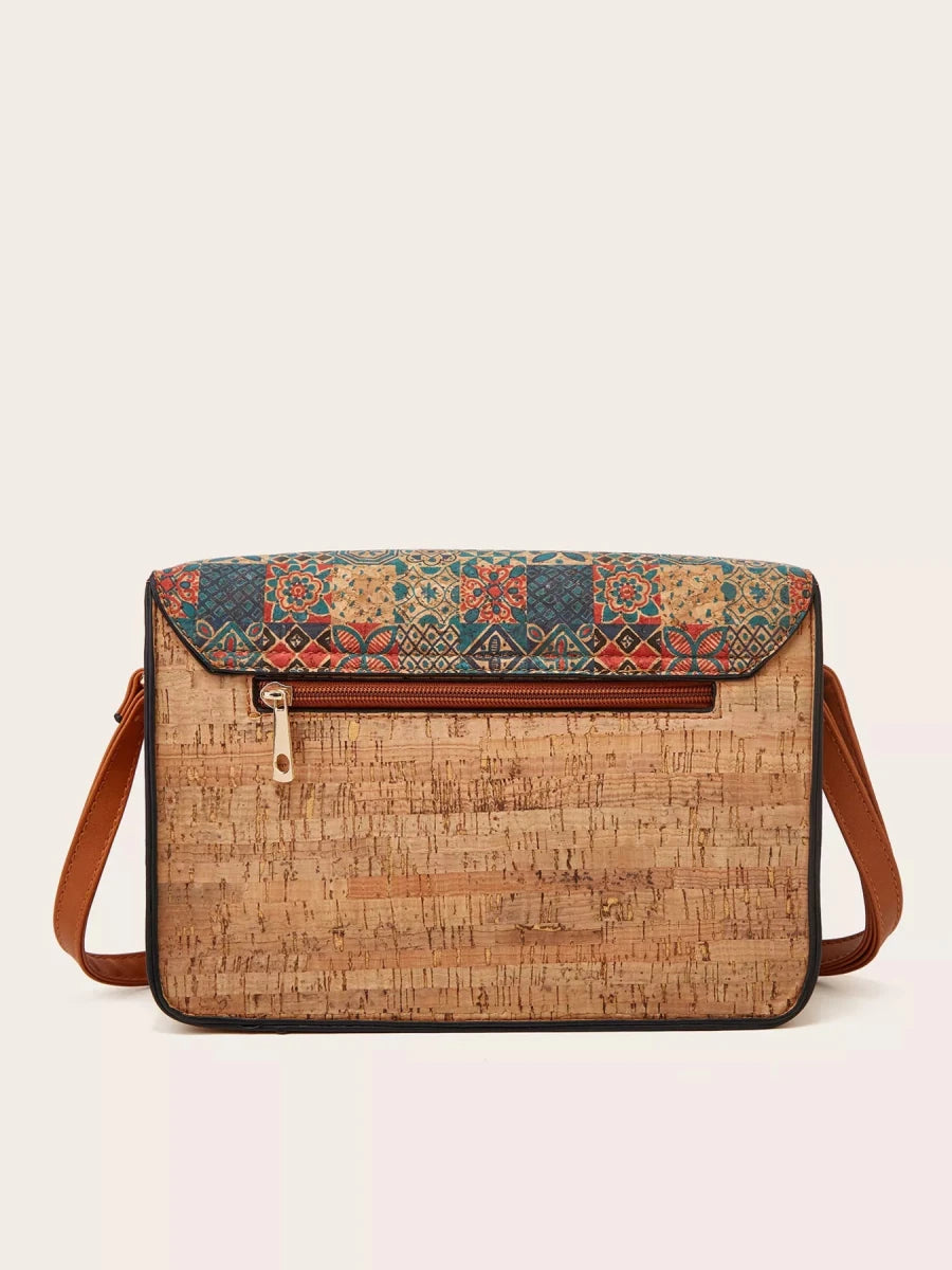 Vintage Pattern PU Leather Crossbody Bag - 