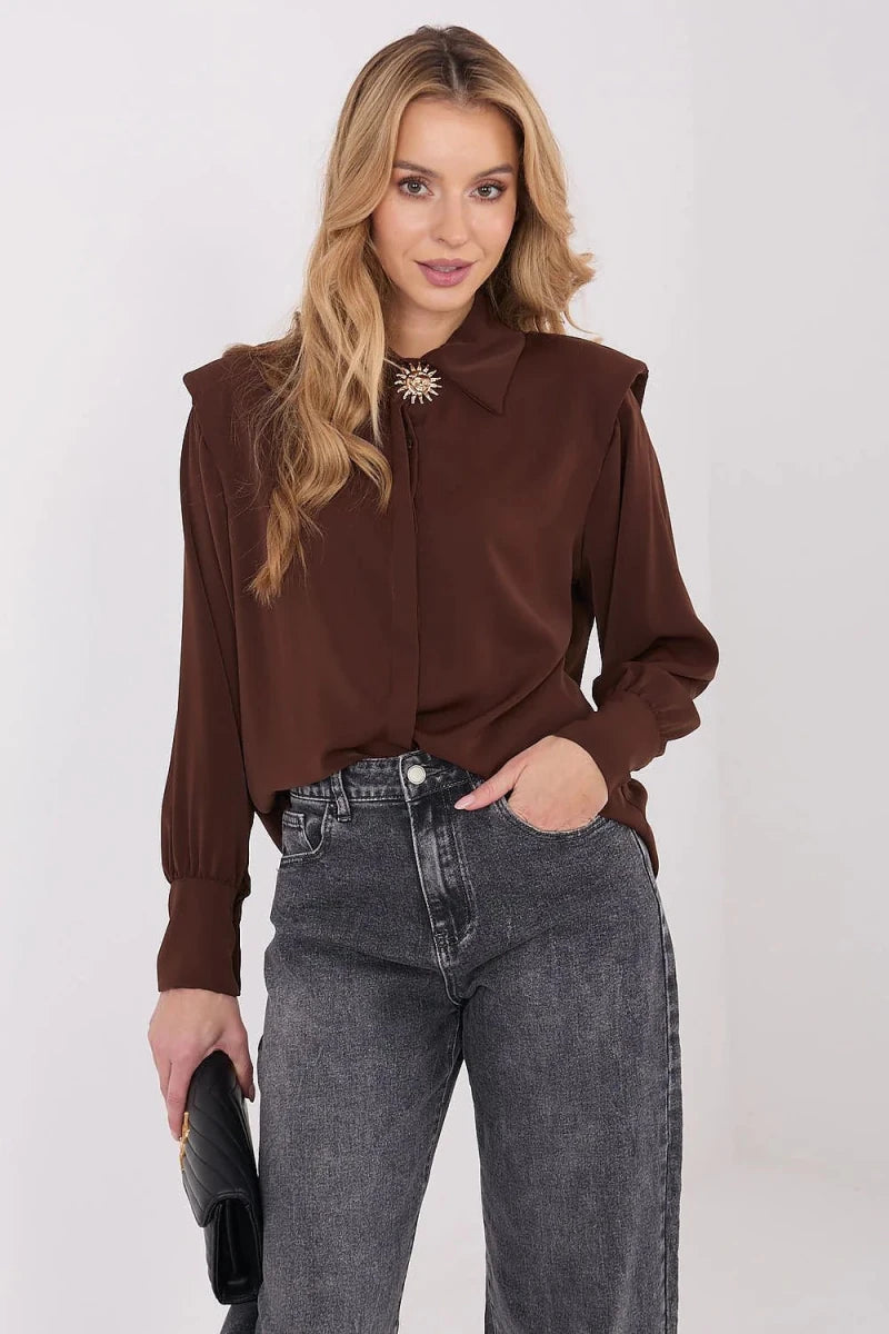 Viscose Blend Shirt with Brooch - 