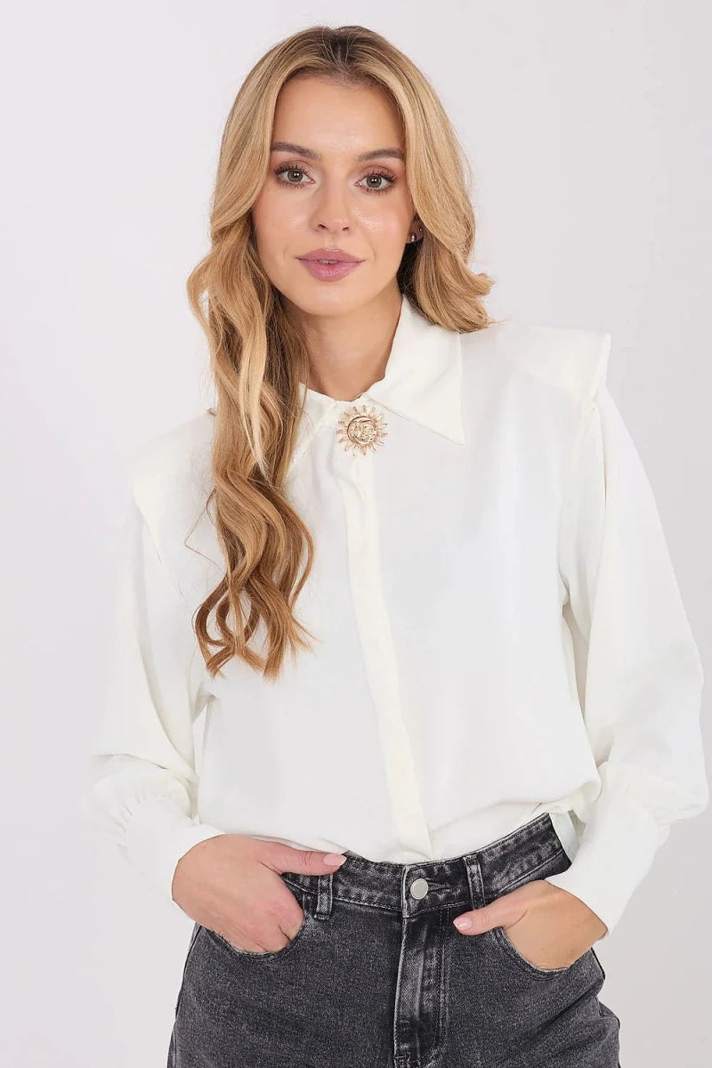 Viscose Blend Shirt with Brooch - 