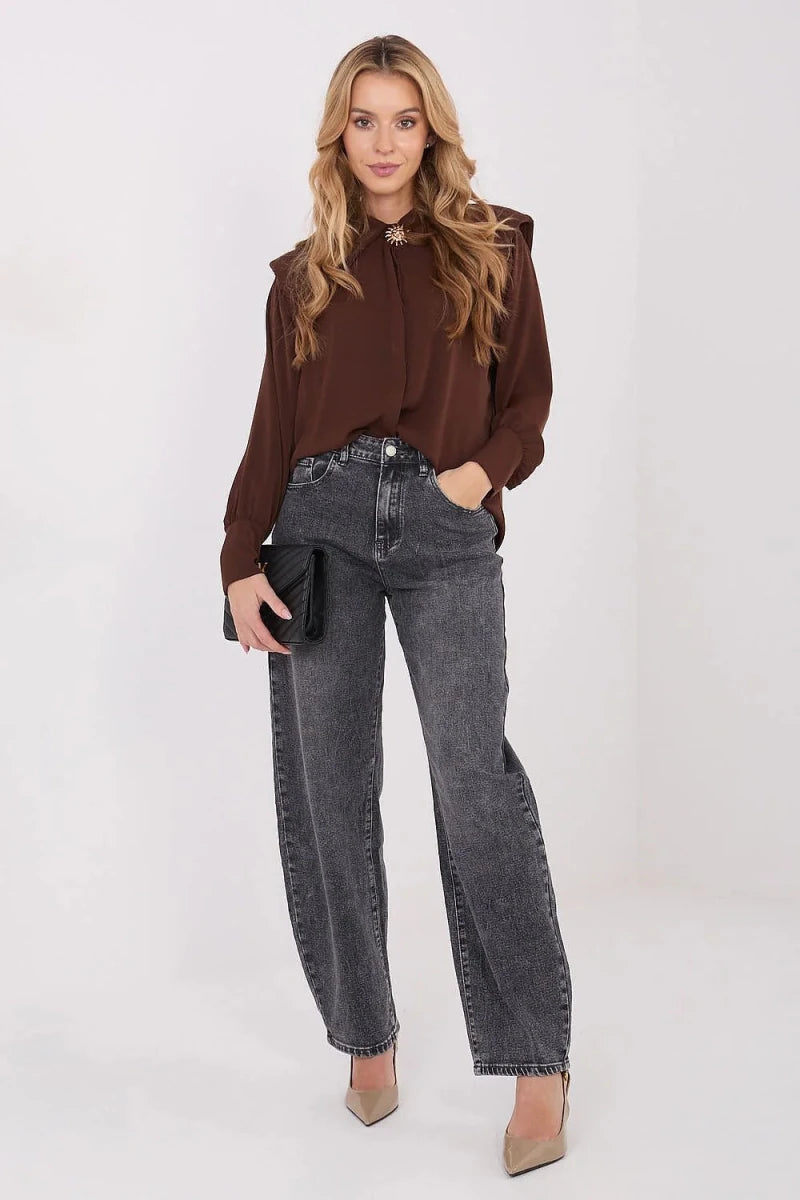 Viscose Blend Shirt with Brooch - 