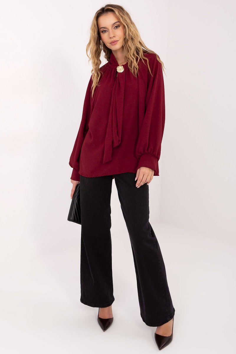 Viscose Blouse with Tie Neckline - 