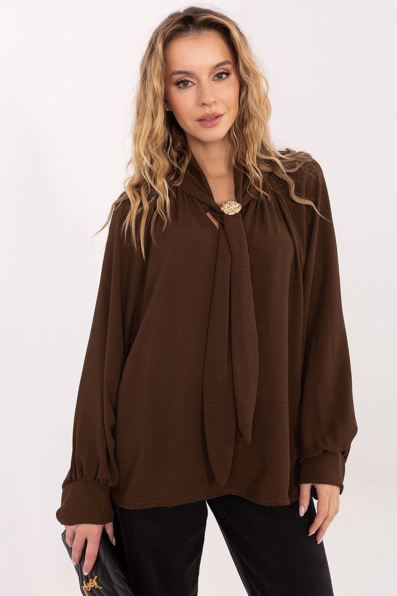 Viscose Blouse with Tie Neckline - 