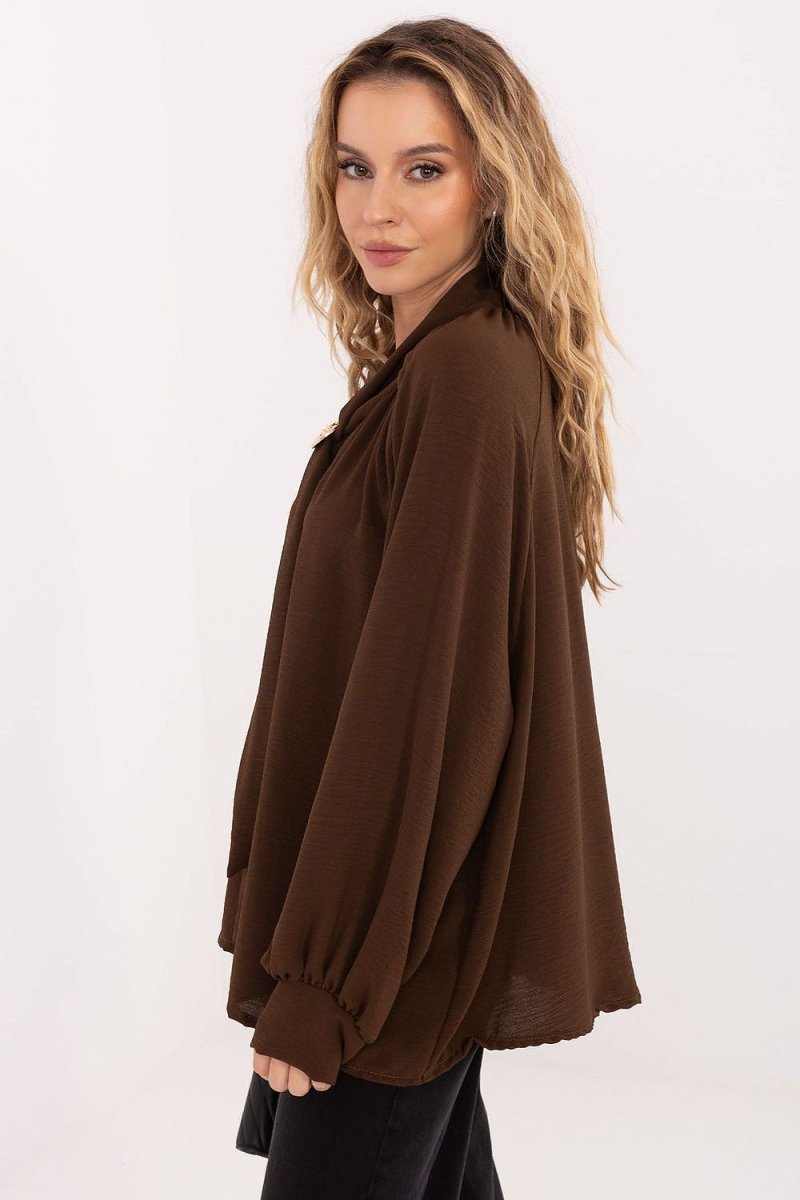 Viscose Blouse with Tie Neckline - 
