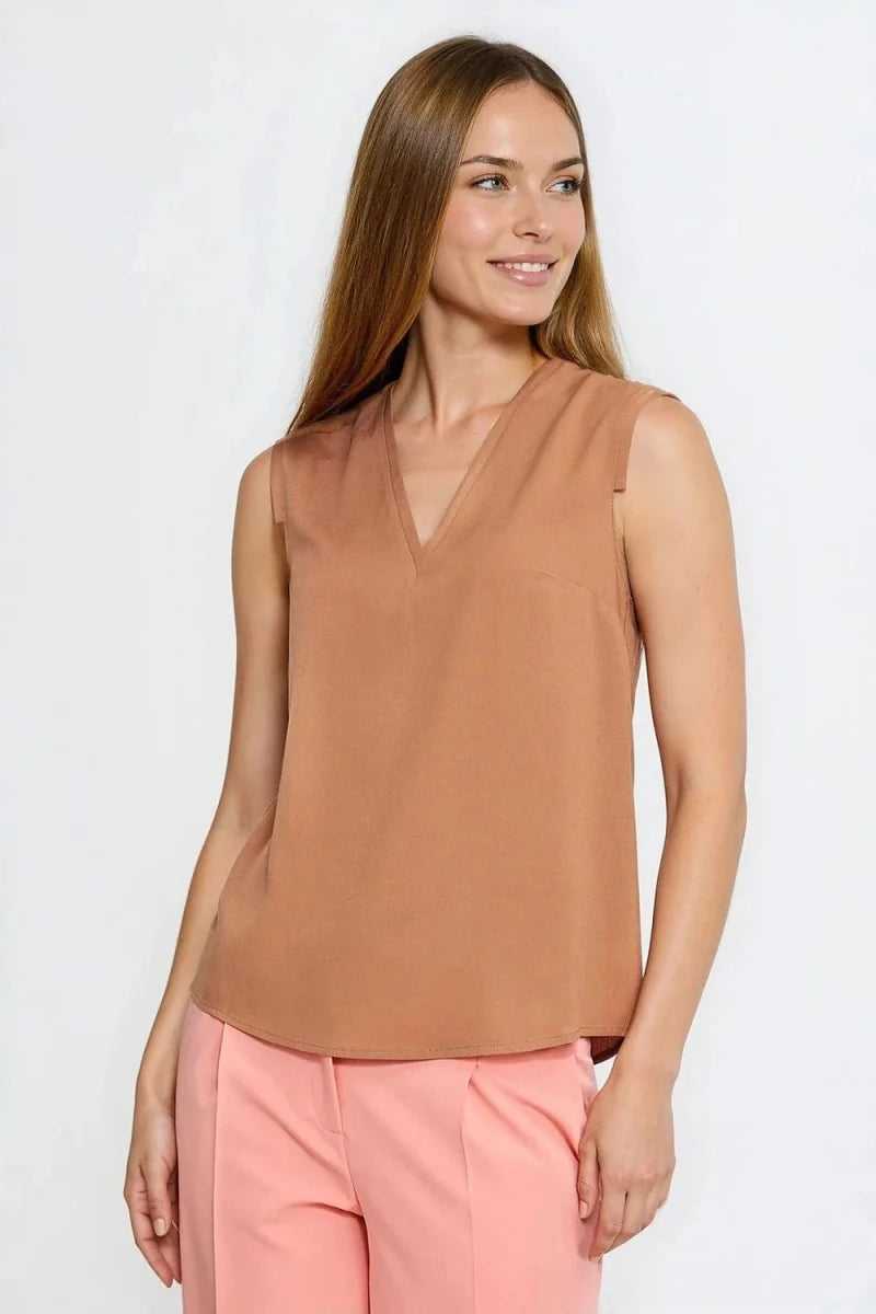 Viscose V - Neck Sleeveless Blouse - 