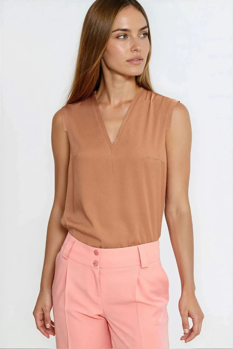 Viscose V - Neck Sleeveless Blouse - 