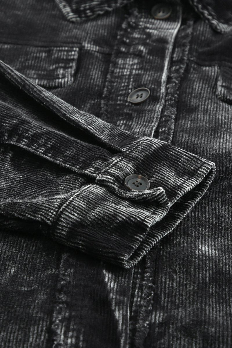 Washed Button Down Dropped Shoulder Jacket - Outerwear