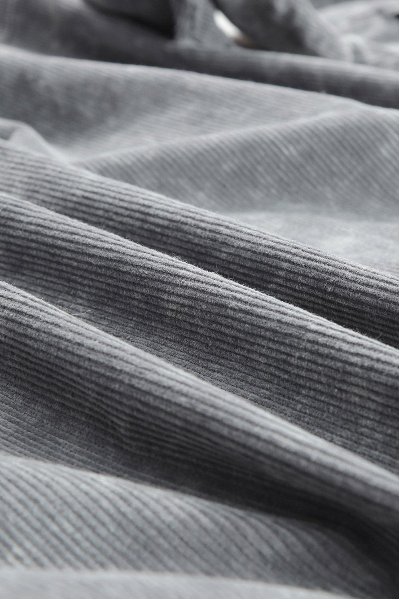 Washed Button Down Dropped Shoulder Jacket - Outerwear