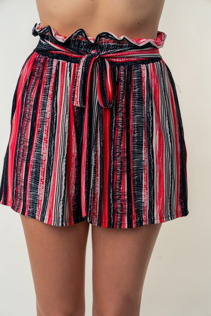 White Birch Full Size High Waisted Striped Shorts - Bottoms