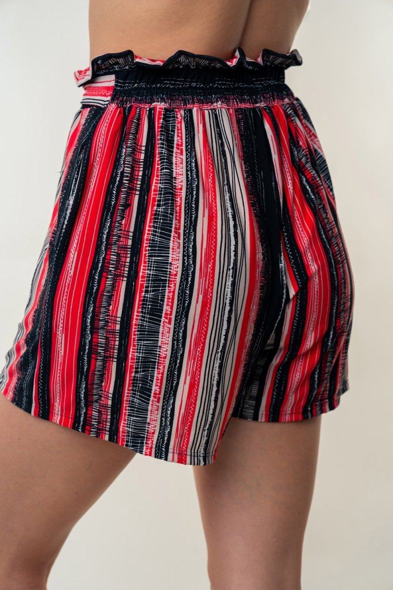 White Birch Full Size High Waisted Striped Shorts - Bottoms