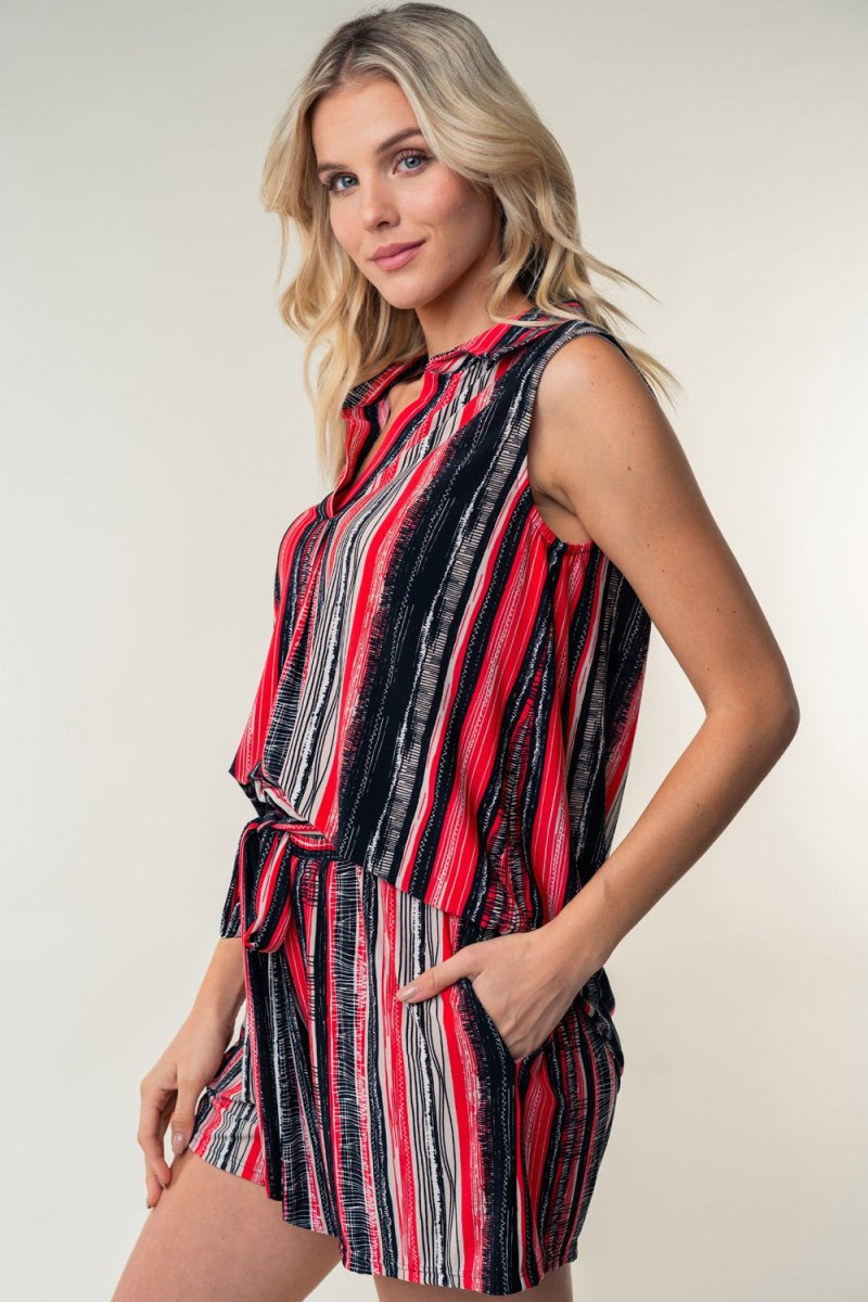 White Birch Full Size High Waisted Striped Shorts - Bottoms