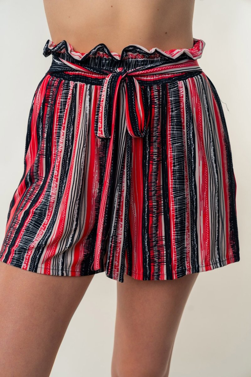 White Birch Full Size High Waisted Striped Shorts - Bottoms