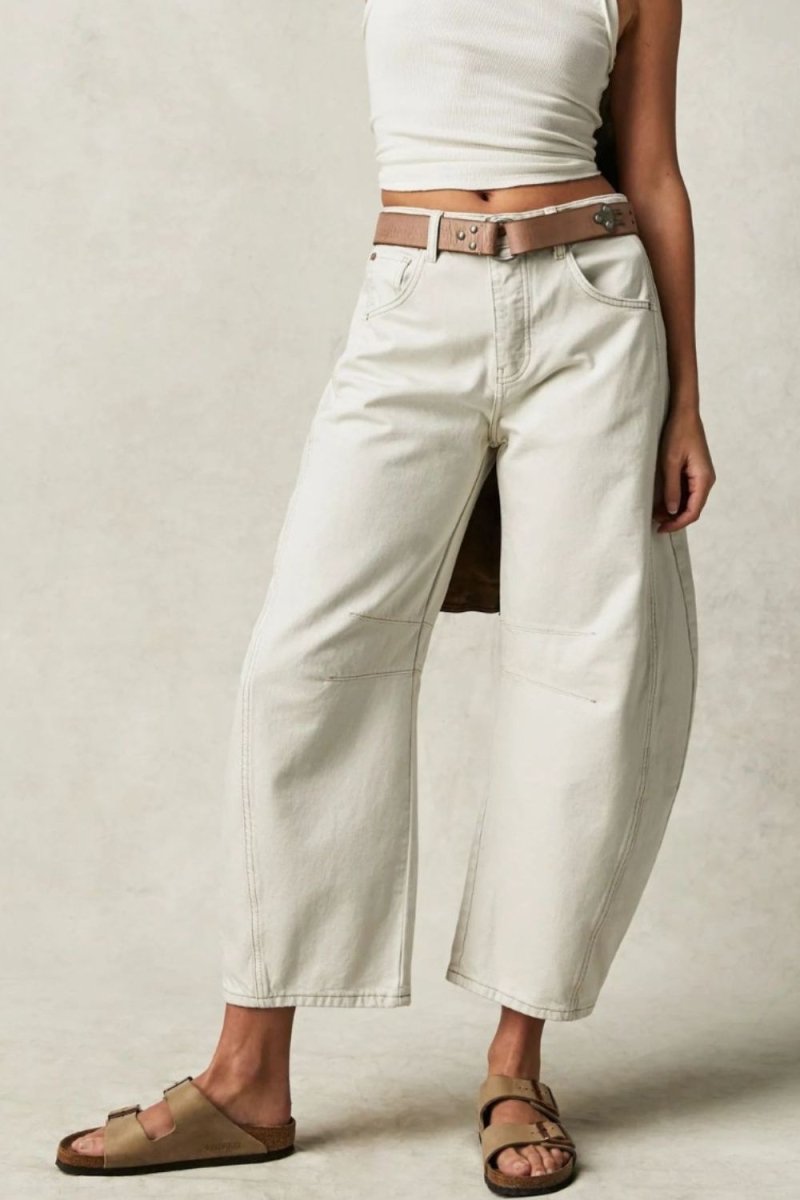 Wide Leg Jeans with Pockets - Bottoms