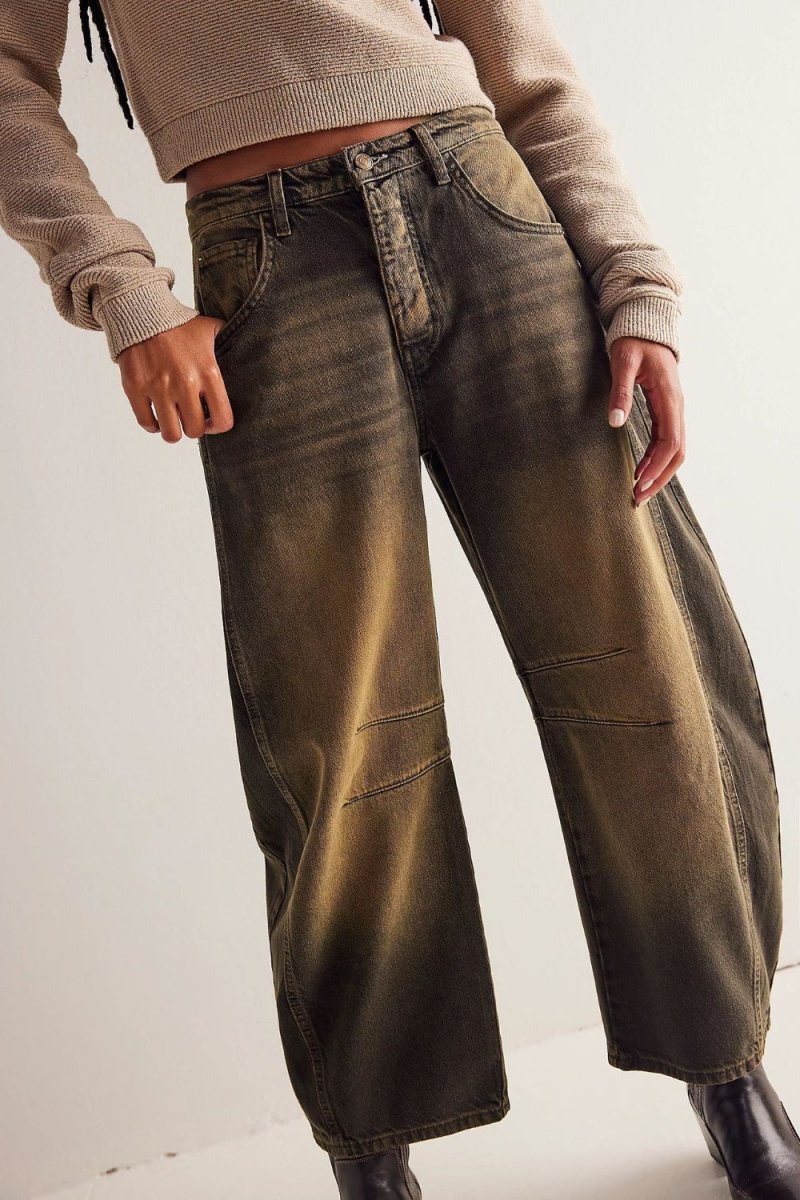 Wide Leg Jeans with Pockets - Bottoms
